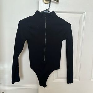 Pretty Little Thing Black Zip Up Bodysuit